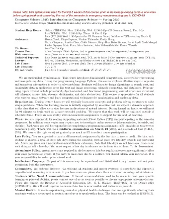 Please note: This syllabus was used for the first 5 weeks of this course, prior to the College