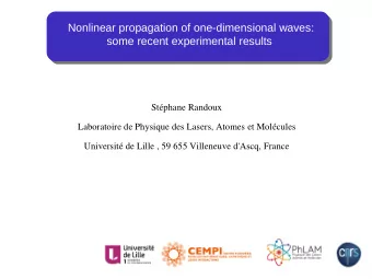 Nonlinear propagation of one-dimensional waves:  some recent experimental results  Stphane