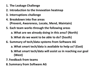 b.What do we want to be able to do? (South)  6. Summary of tech/data systems from Software AG  a.