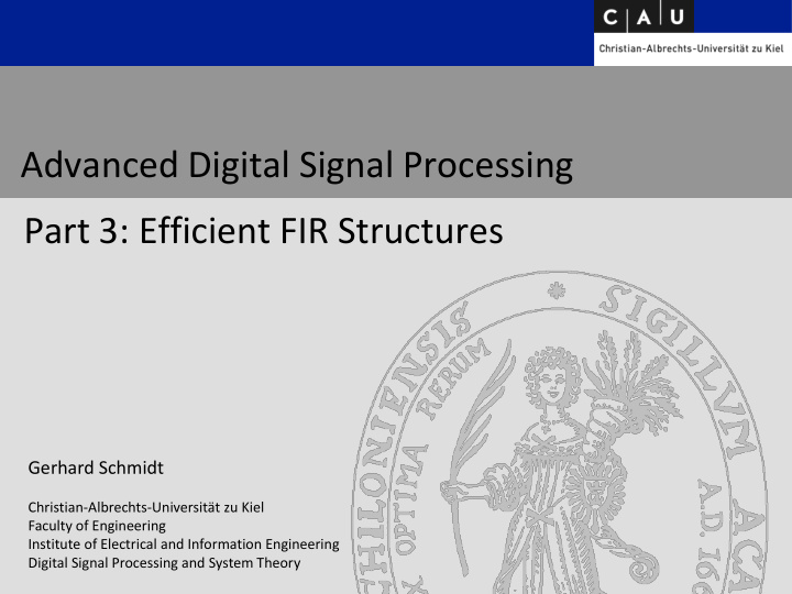 advanced digital signal processing part 3 efficient fir