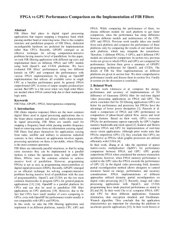 FPGA vs GPU Performance Comparison on the Implementation of FIR Filters  FPGA. While comparing the