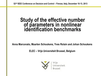 of parameters in nonlinear  identification benchmarks  Anna Marconato, Maarten Schoukens, Yves