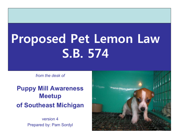 proposed pet lemon law s b 574