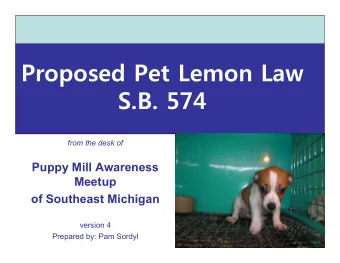 Proposed Pet Lemon Law  S.B. 574