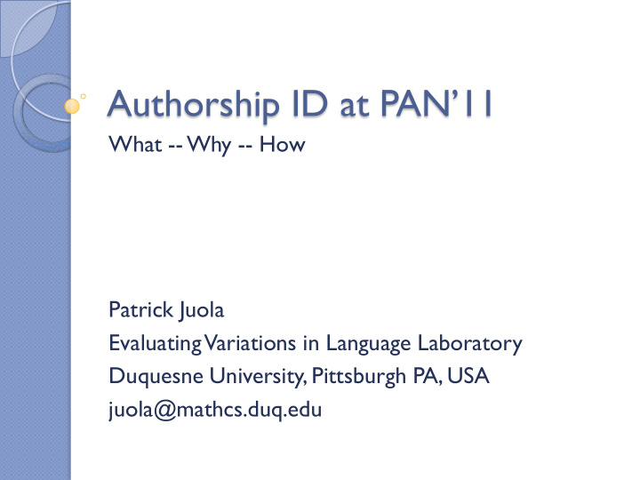 authorship id at pan 11