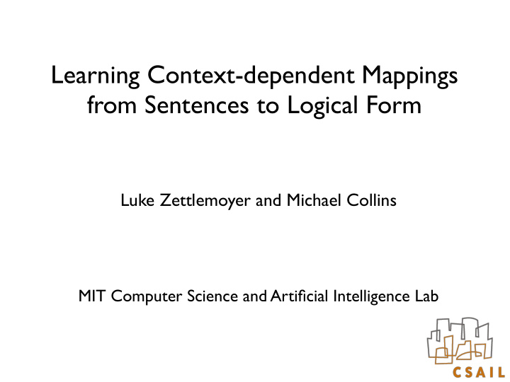 learning context dependent mappings from sentences to
