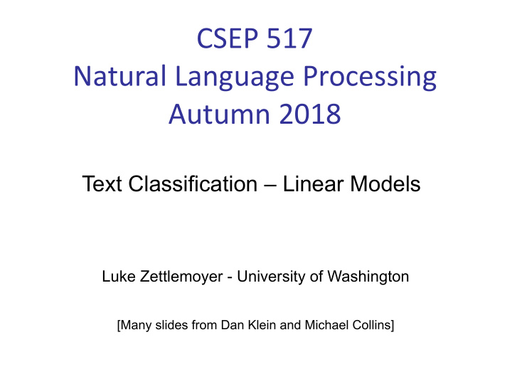csep 517 natural language processing autumn 2018