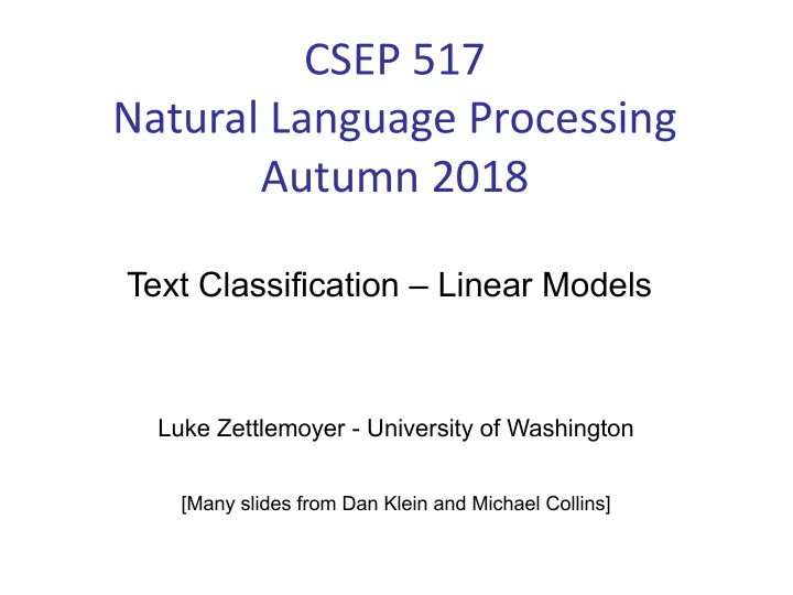csep 517 natural language processing autumn 2018