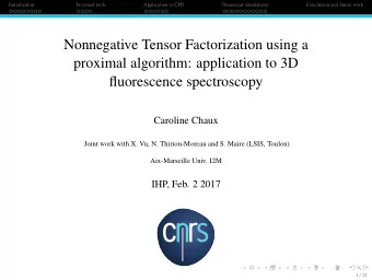 Nonnegative Tensor Factorization using a  proximal algorithm: application to 3D  fluorescence