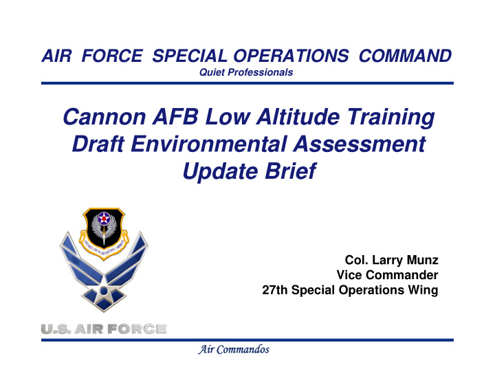 cannon afb low altitude training draft environmental