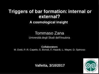 Triggers of bar formation: internal or  external? A cosmological insight  Tommaso Zana  Universit