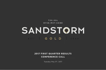 2017 FIRST QUARTER RESULTS  CONFERENCE CALL Tuesday May 9 th , 2017  CAUTIONARY NOTE REGARDING