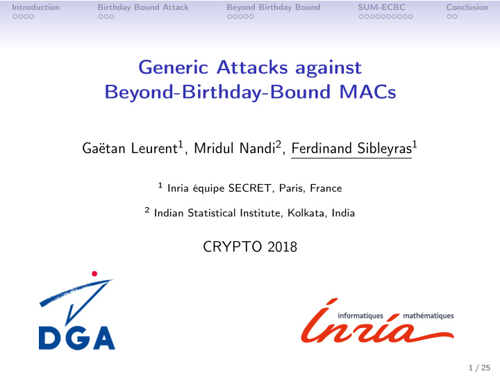 generic attacks against beyond birthday bound macs