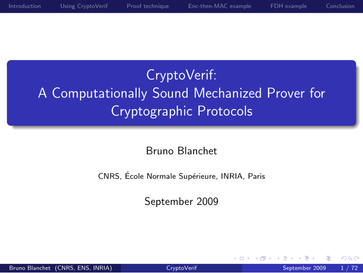 cryptoverif a computationally sound mechanized prover for