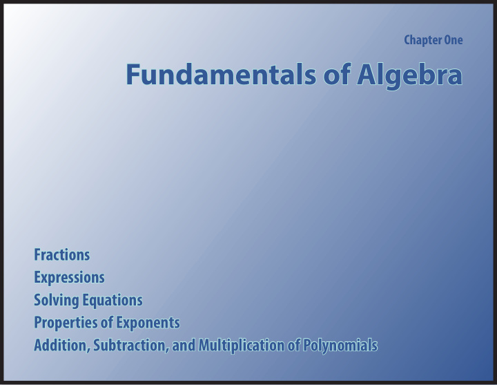 fundamentals of algebra