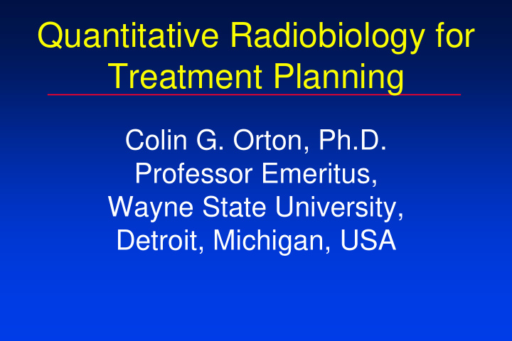 quantitative radiobiology for treatment planning