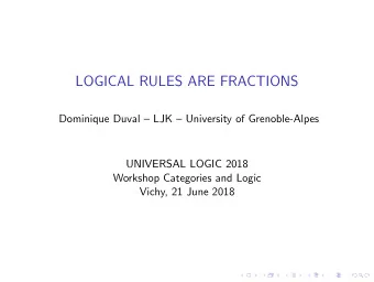 LOGICAL RULES ARE FRACTIONS  Dominique Duval  LJK  University of Grenoble-Alpes  UNIVERSAL