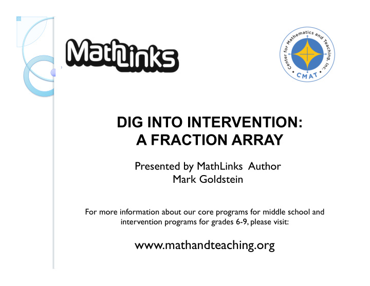 dig into intervention a fraction array