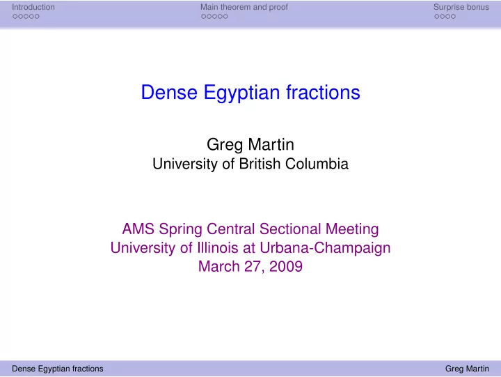 dense egyptian fractions