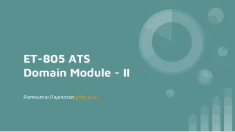 ET-805 ATS  Domain Module - II  Ramkumar.Rajendran@iitb.ac.in  From Last Class  Blackbox Domain