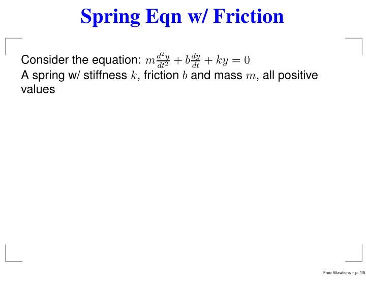 spring eqn w friction
