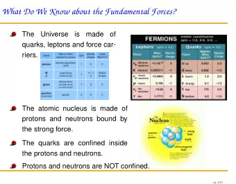 What Do We Know about the Fundamental Forces?  The  Universe  is  made  of  quarks, leptons and