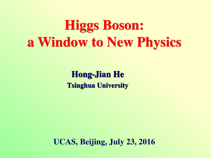 a window to new physics