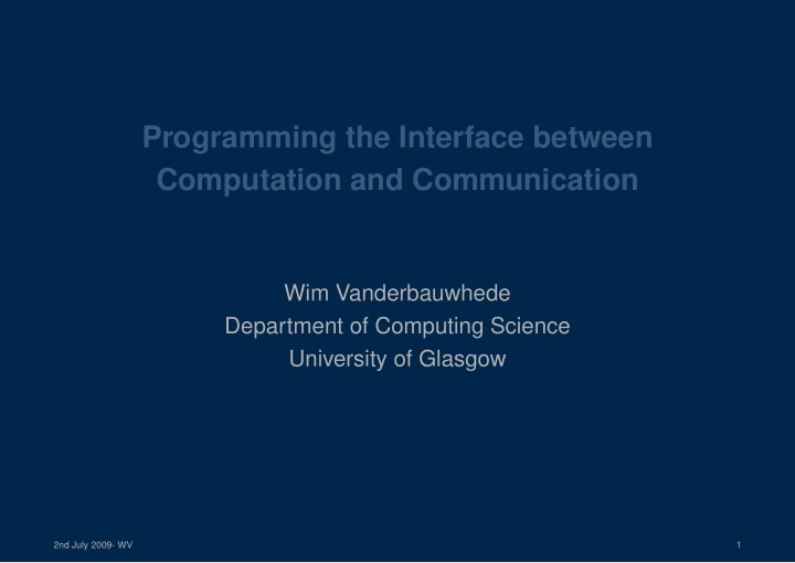 programming the interface between computation and