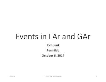 Events in LAr and GAr  Tom Junk  Fermilab  October 6, 2017  10/6/17  T. Junk GArTPC Meeting  1