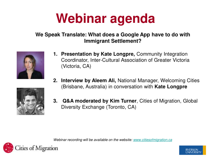 webinar agenda