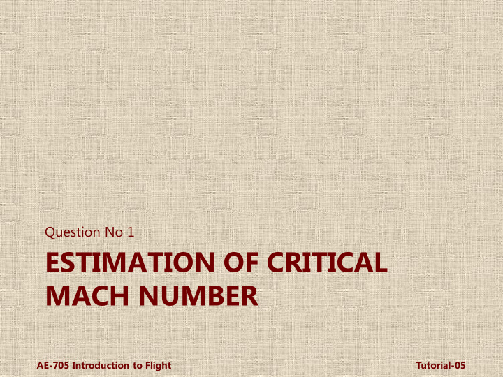 estimation of critical mach number
