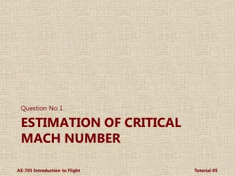 ESTIMATION OF CRITICAL  MACH NUMBER  AE-705 Introduction to Flight  Tutorial-05  Consider the NACA