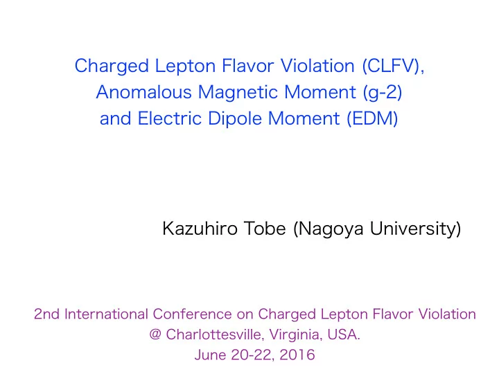 charged lepton flavor violation clfv anomalous magnetic