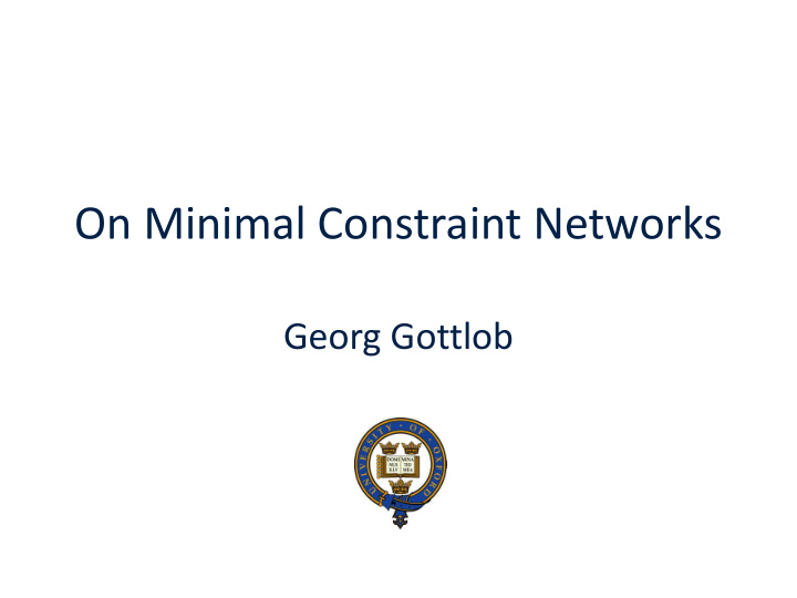 on minimal constraint networks
