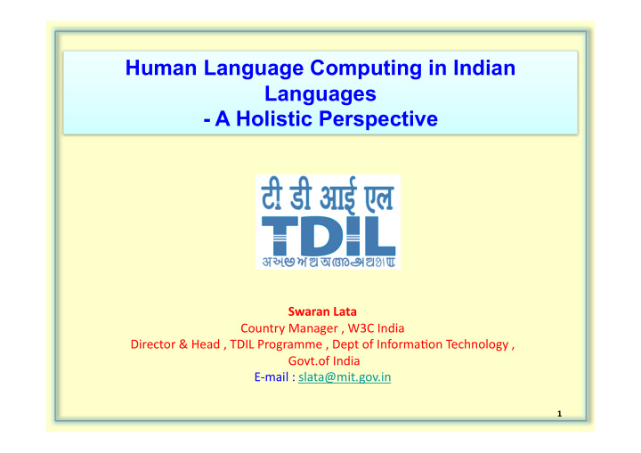 human language computing in indian languages a holistic