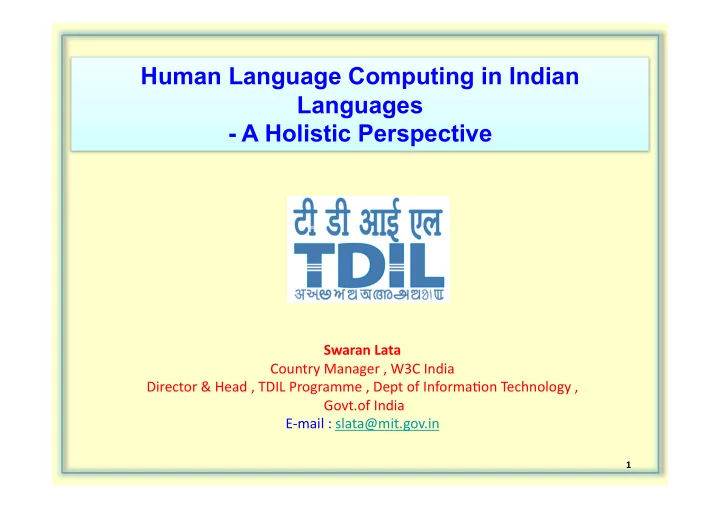 human language computing in indian languages a holistic