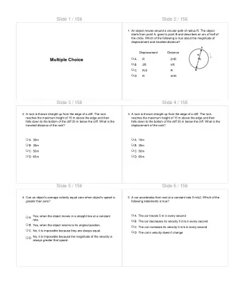 Slide 1 / 156  Slide 2 / 156  1 An object moves around a circular path of radius R. The object
