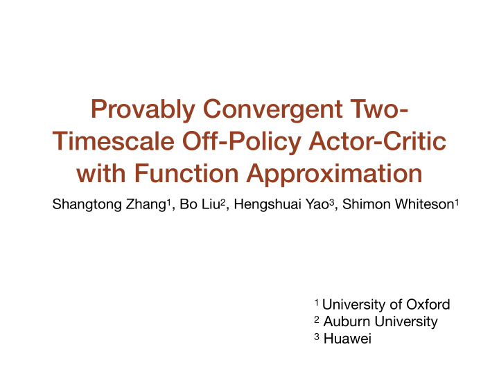 provably convergent two timescale off policy actor critic