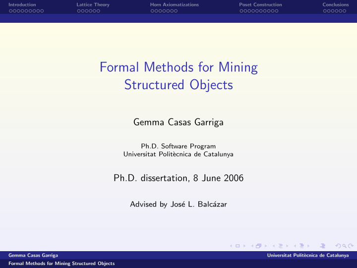 formal methods for mining structured objects