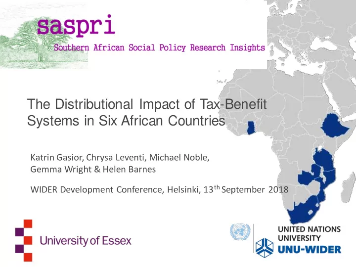 the distributional impact of tax benefit systems in six