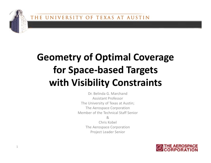 geometry of optimal coverage for space based targets for