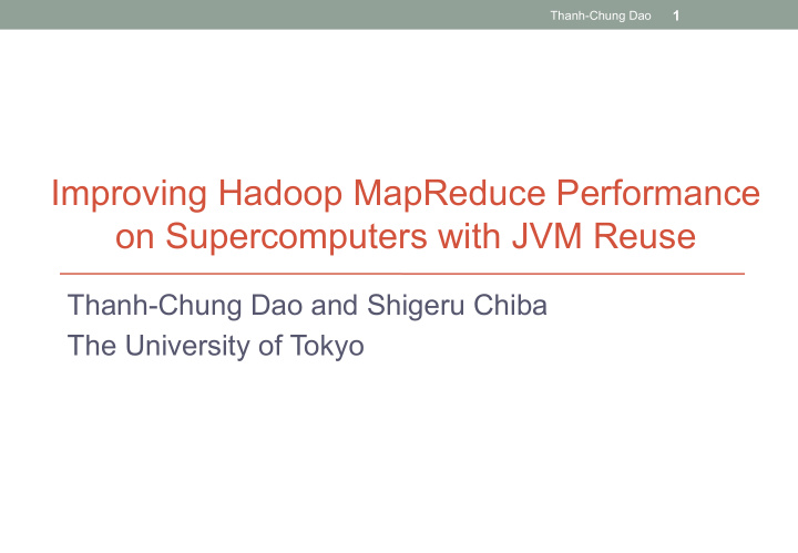 improving hadoop mapreduce performance on supercomputers
