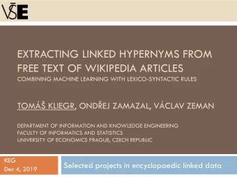 FREE TEXT OF WIKIPEDIA ARTICLES  COMBINING MACHINE LEARNING WITH LEXICO-SYNTACTIC RULES TOM