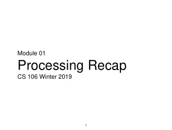 Processing Recap  CS 106 Winter 2019  1  Processing is  a language  a library  an