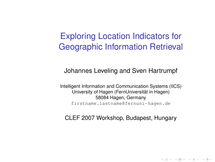 exploring location indicators for geographic information