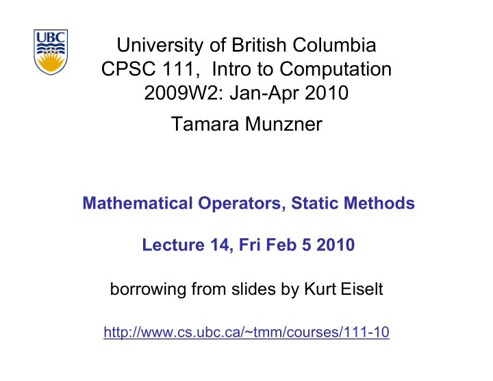 university of british columbia cpsc 111 intro to