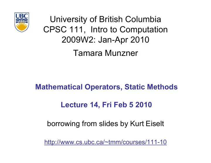 university of british columbia cpsc 111 intro to