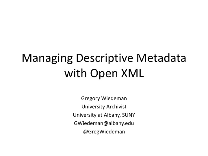 managing descriptive metadata