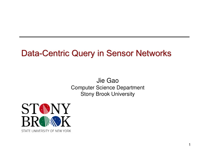 data centric query in sensor networks centric query in
