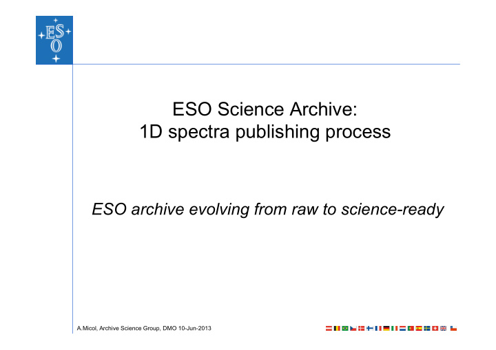 eso science archive 1d spectra publishing process